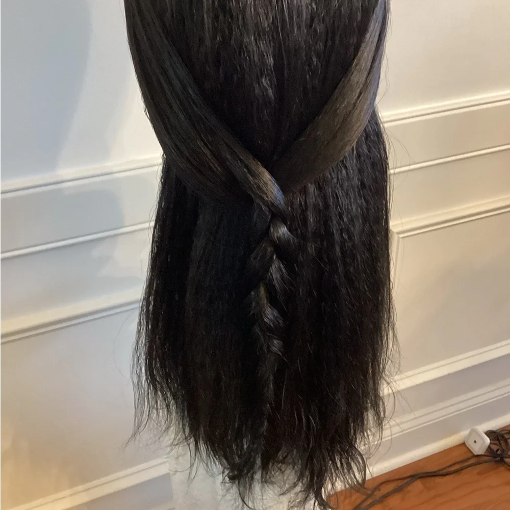 Sleek Black 24-28 inch Synthetic Lace Front Hair Wig (SKU: #1 24-28)